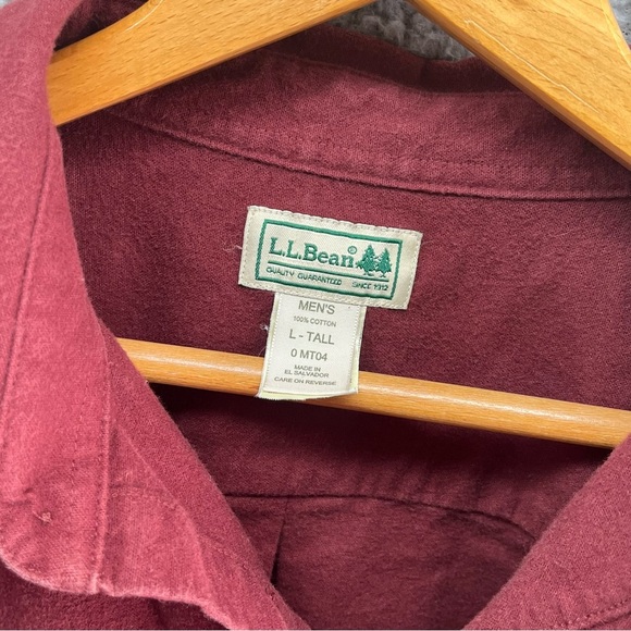 Vintage LL Bean Chamois Cloth Maroon Flannel Shirt Traditional Fit Size L Reg - Picture 3 of 8